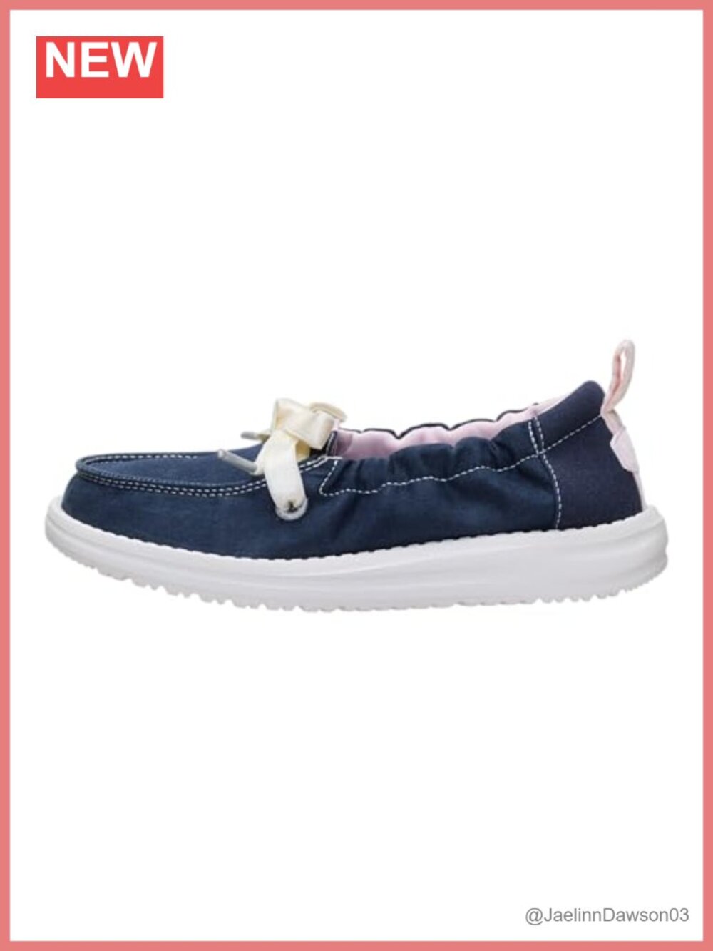 Girls Slip On Loafers Bow Elastic Laces Wash Twill Comfortable Casual